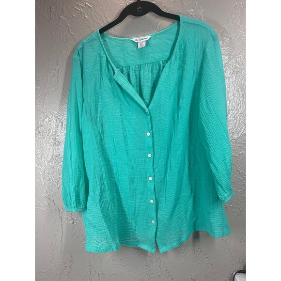 Tommy Bahama Mint Green Top Semi Sheer Lightweight Women’s Size Small - Picture 1 of 4